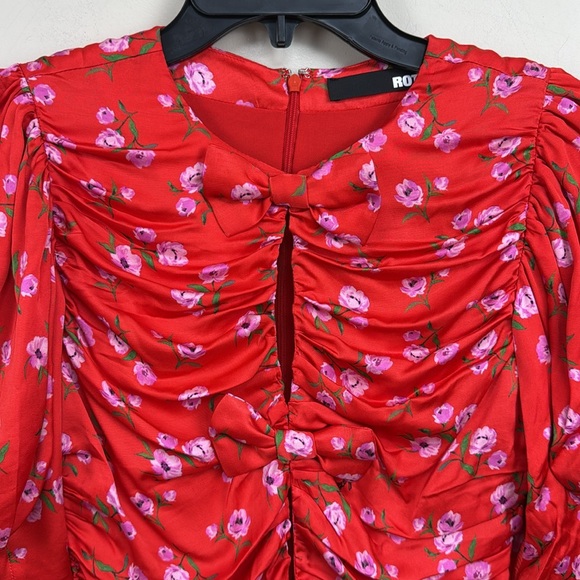 NEW ROTATE Floral Printed Mini Ruffle Dress 6 - Picture 5 of 16